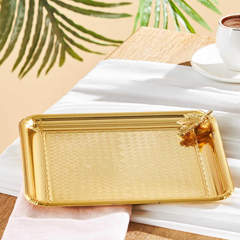 Emsan Leafy Kare Tepsi Gold görseli 1