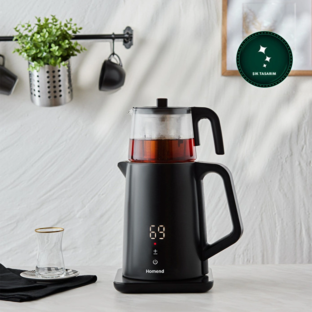 Homend Royaltea Cooltouch 1795H Dokunmatik El Yakmaz Gövdeli Paslanmaz Çelik Konuşan Çay Makinesi görseli 1