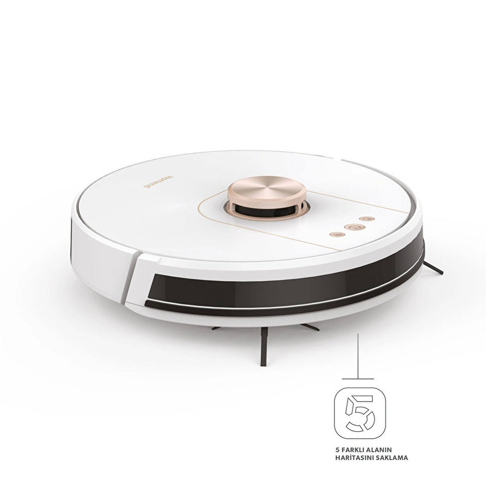 Homend Alex Laser Pro 1286H Moplu ve Haritalamalı Akıllı Robot Süpürge Beyaz Gold görseli 6