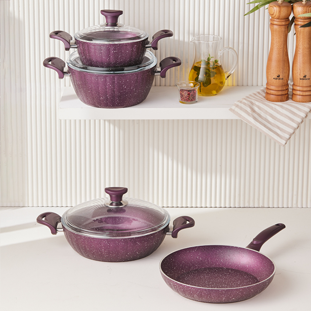Cookplus Biogranit Dream 7 Parça Tencere Seti Purple görseli 1