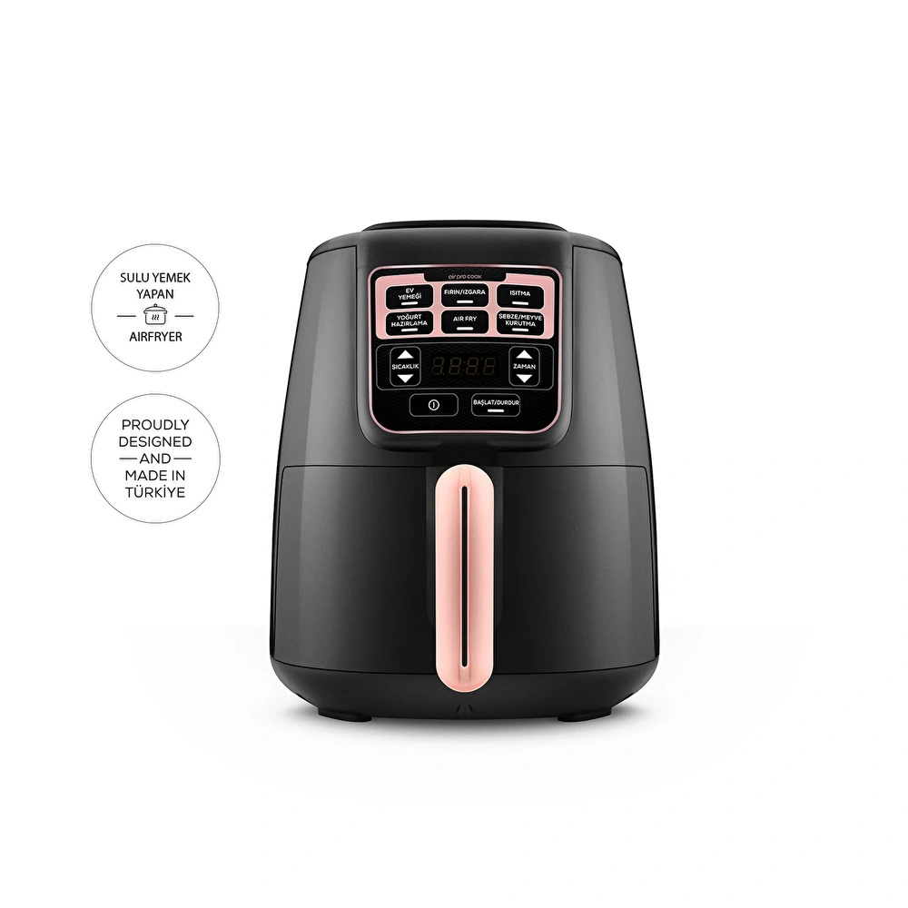 Karaca Air Pro Cook XL 2 in 1 Konuşan Airfryer Rosegold 4L görseli 1