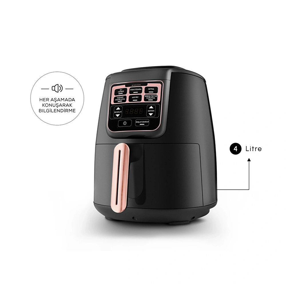 Karaca Air Pro Cook XL 2 in 1 Konuşan Airfryer Rosegold 4L görseli 4