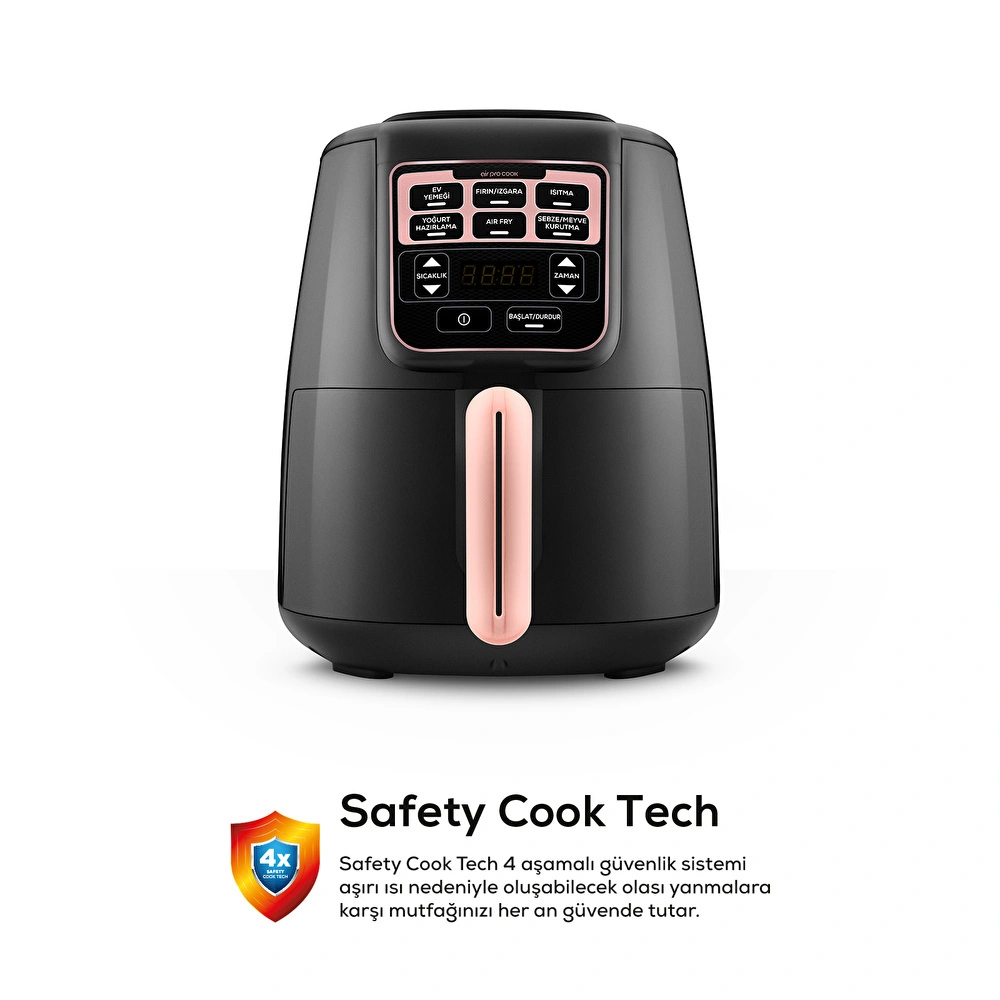 Karaca Air Pro Cook XL 2 in 1 Konuşan Airfryer Rosegold 4L görseli 5