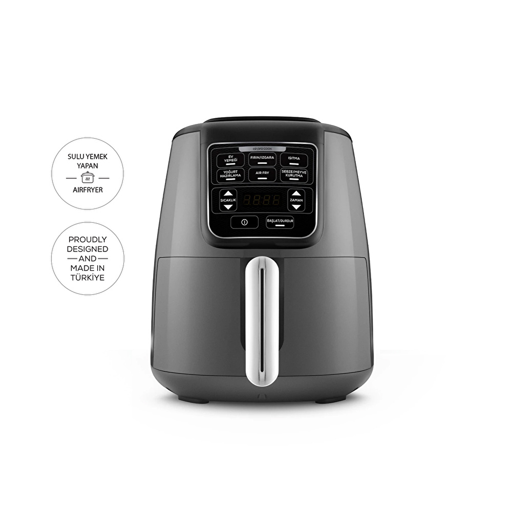 Karaca Air Pro Cook XL 2 in 1 Konuşan Airfryer Space Gray 4 Kişilik görseli 1