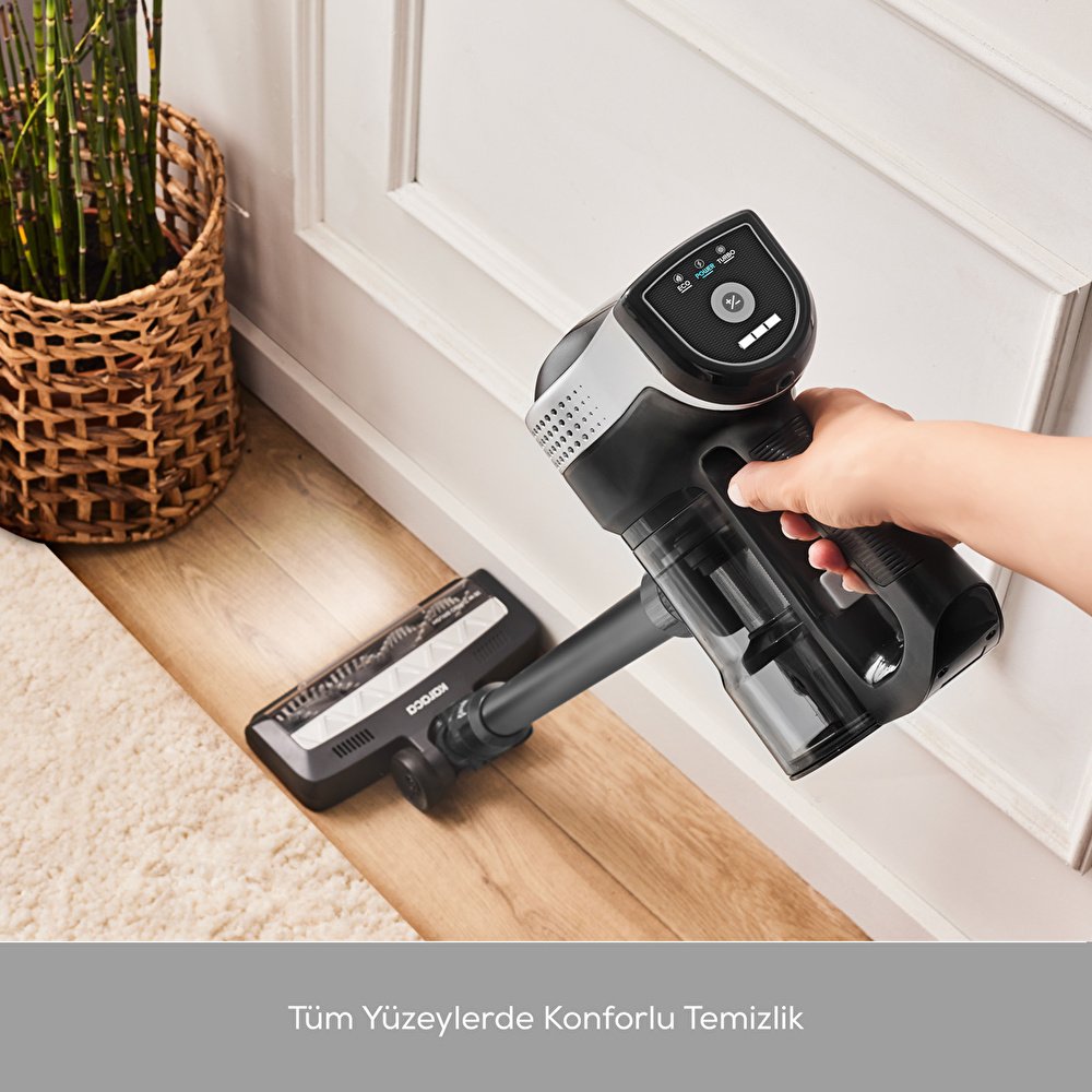 Karaca Vantuz Power Force Max 2 in 1 Şarj Edilebilir Dikey Süpürge Silver görseli 11