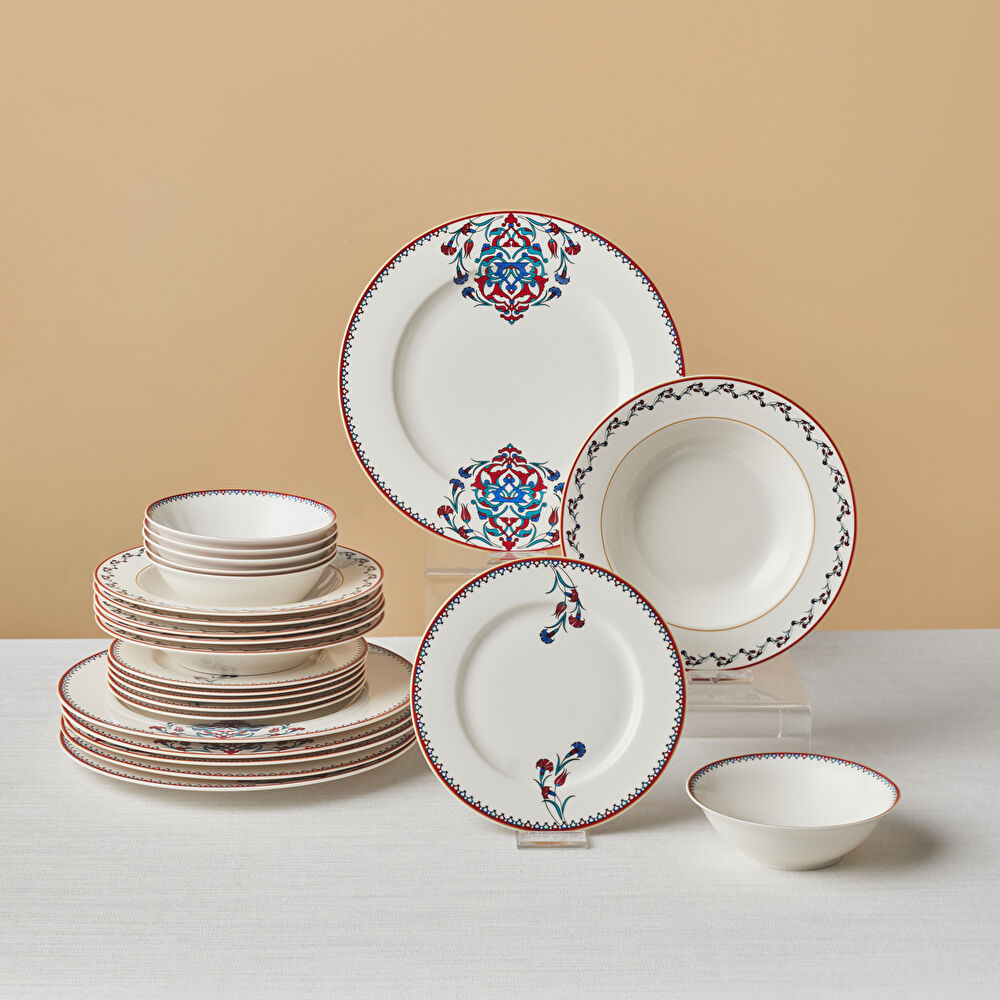 Karaca Forever Bone Nakkaş 24 Parça 6 Kişilik Yemek Takımı