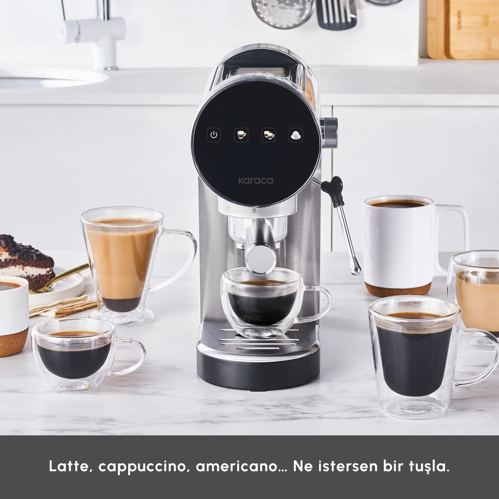 Karaca Coffee Art 1361 Inox 20 Bar Espresso, Latte ve Kapsül Kahve Makinesi Inox 900 ml 1360W görseli 3