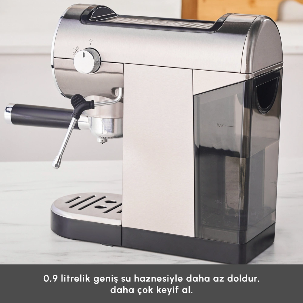 Karaca Coffee Art 1361 Inox 20 Bar Espresso, Latte ve Kapsül Kahve Makinesi Inox 900 ml 1360W görseli 6