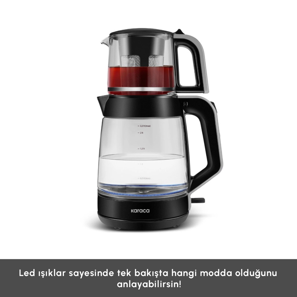 Karaca Glass Tea XL 2 in1 Cam Çay Makinesi Space Gray görseli 6