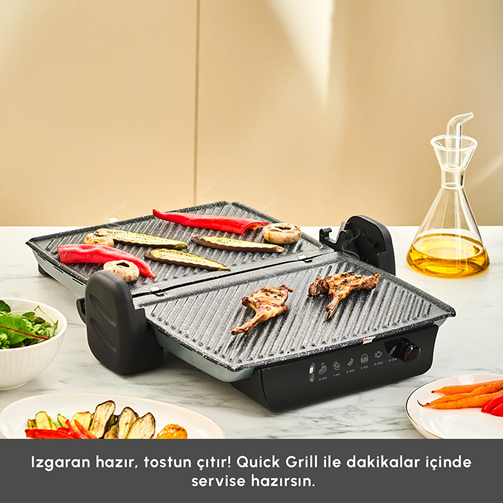 Karaca Crust Grill Toast 6 Dilim Kapasiteli Izgara ve Tost Makinesi Antrasit 1800W görseli 4