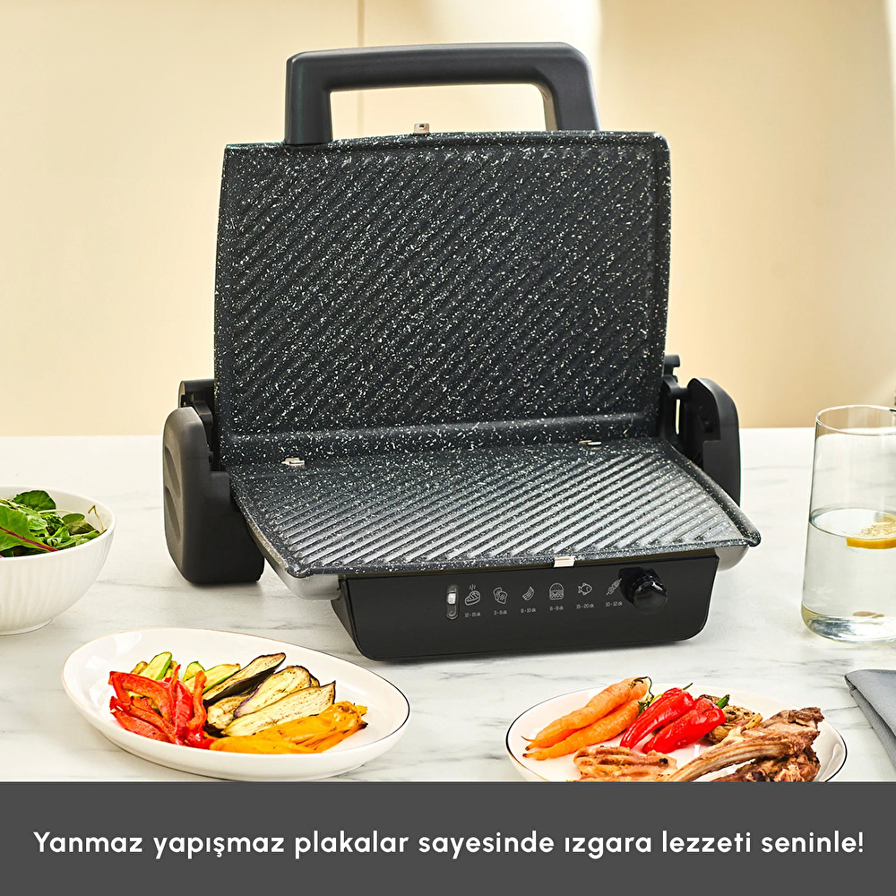 Karaca Crust Grill Toast 6 Dilim Kapasiteli Izgara ve Tost Makinesi Antrasit 1800W görseli 6