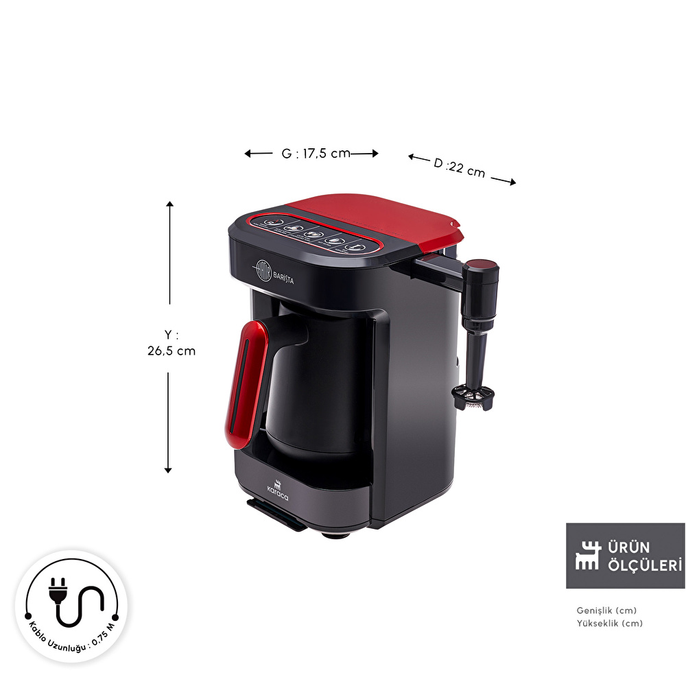 Karaca Hatır Barista Latte ve Türk Kahve Makinesi Imperial Red görseli 3