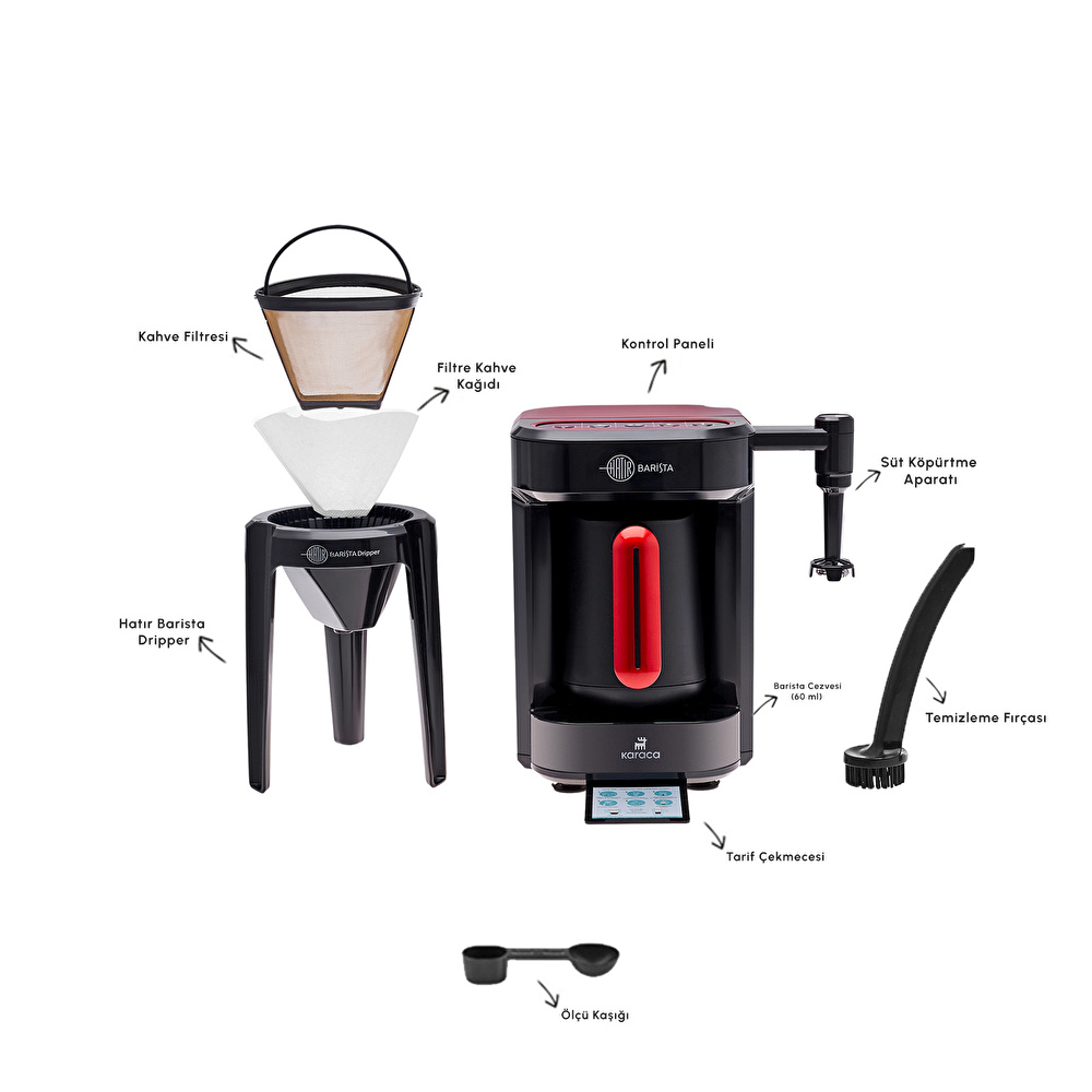 Karaca Hatır Barista Latte ve Türk Kahve Makinesi Imperial Red görseli 4