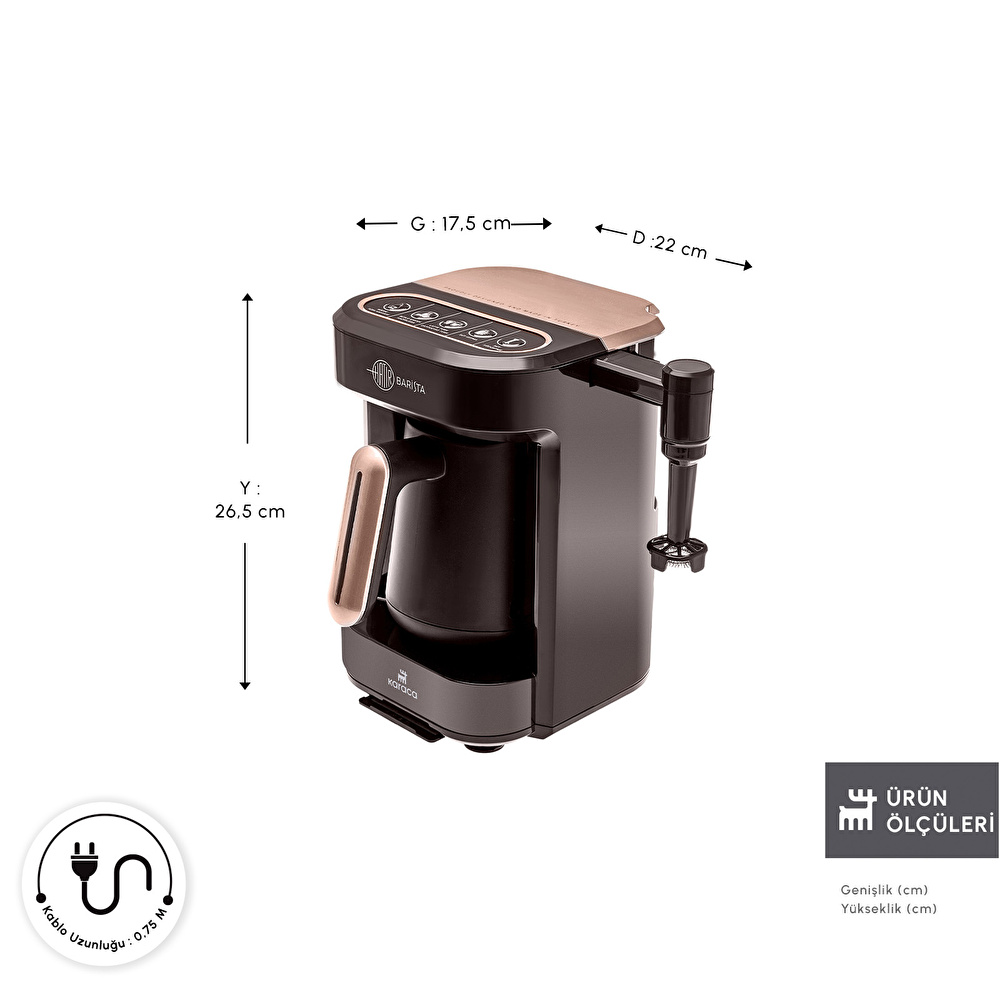Karaca Hatır Barista Latte ve Türk Kahve Makinesi Walnut Brown görseli 3