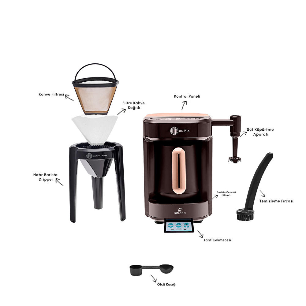 Karaca Hatır Barista Latte ve Türk Kahve Makinesi Walnut Brown görseli 4