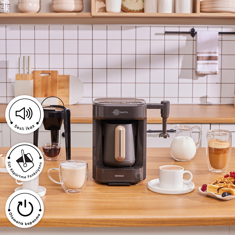 Karaca Hatır Barista Latte ve Türk Kahve Makinesi Walnut Brown görseli 7