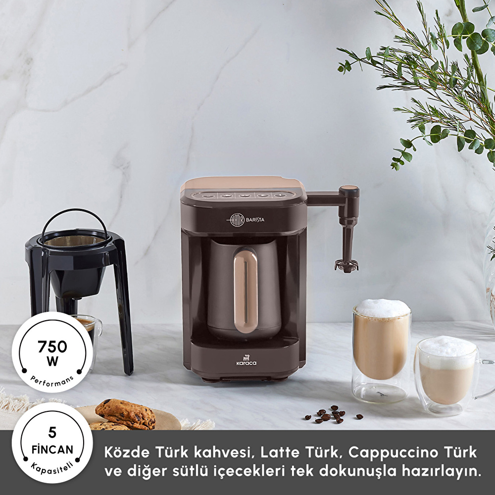 Karaca Hatır Barista Latte ve Türk Kahve Makinesi Walnut Brown görseli 8