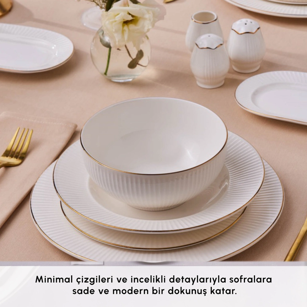Karaca Elegance Bone Massimo 53 Parça 12 Kişilik Yemek Takımı Gold görseli 5