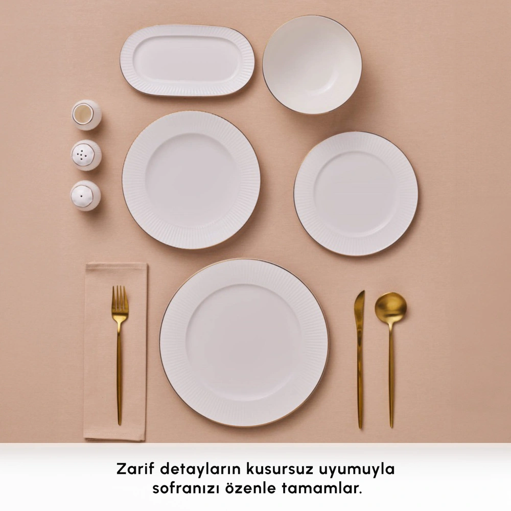 Karaca Elegance Bone Massimo 53 Parça 12 Kişilik Yemek Takımı Gold görseli 6