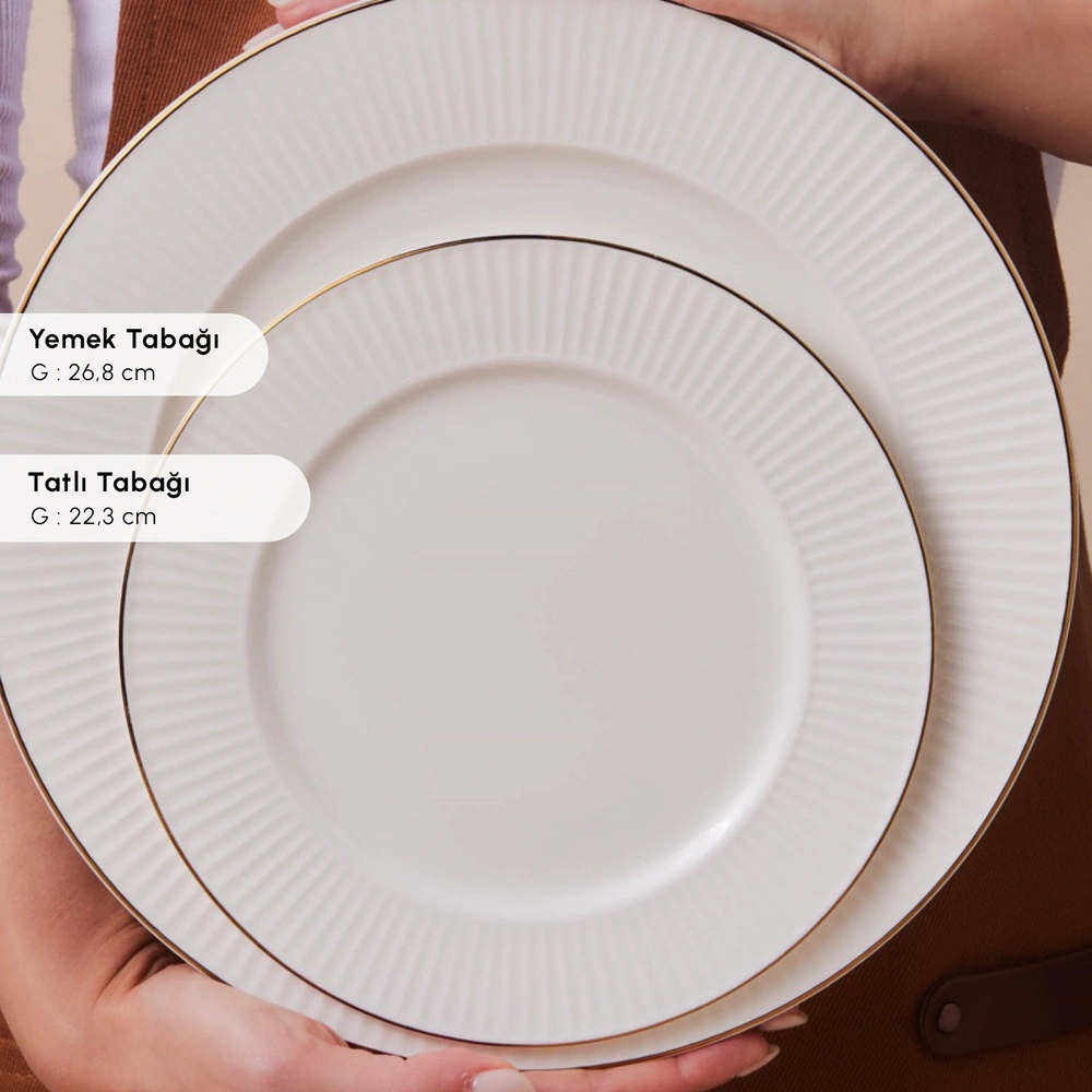 Karaca Elegance Bone Massimo 53 Parça 12 Kişilik Yemek Takımı Gold görseli 7