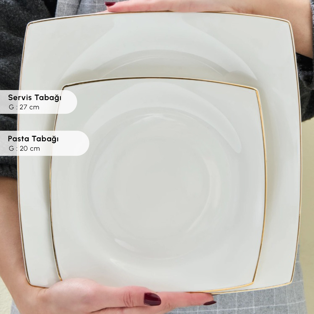 Karaca Square Bone Mensa 24 Parça 6 Kişilik Yemek Takımı Gold görseli 6