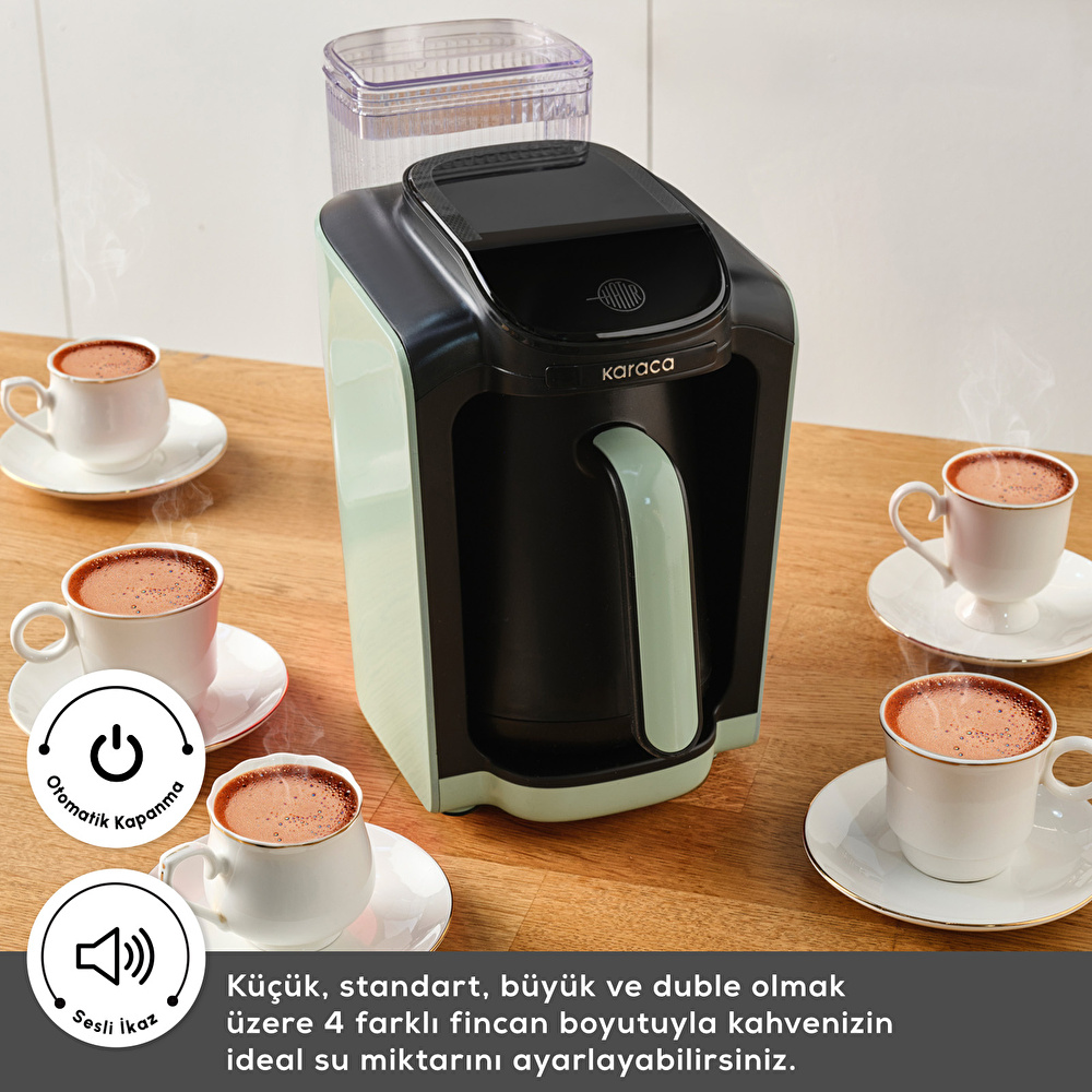 Karaca Hatır Su Hazneli Otomatik 5 Fincan Kapasiteli Türk Kahve Makinesi Cabbage Green görseli 7