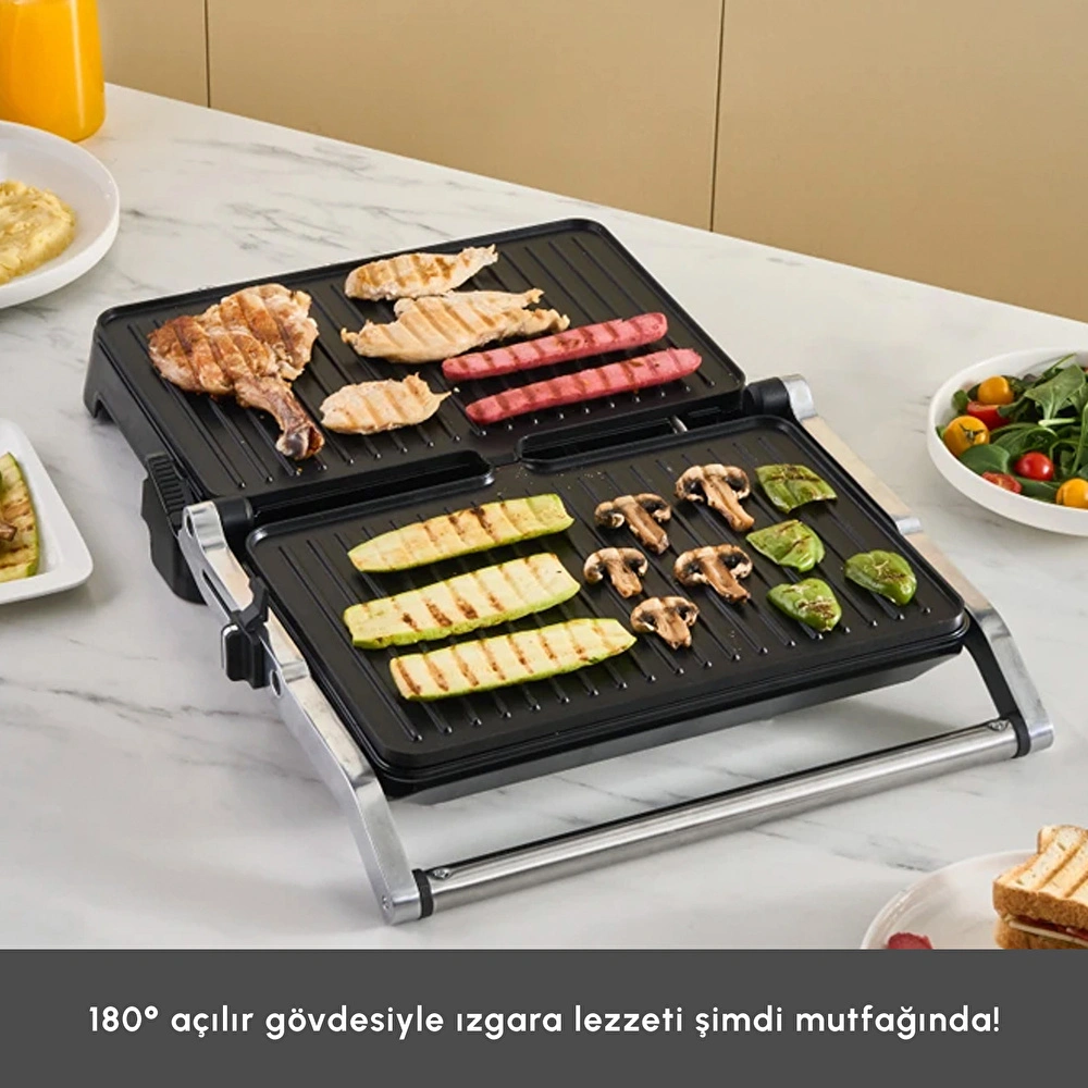 Karaca Inox Toastmate Grill 6 Dilim Kapasiteli Zaman Ayarlı Döküm Plakalı Izgara ve Tost Makinesi 2000W   görseli 4