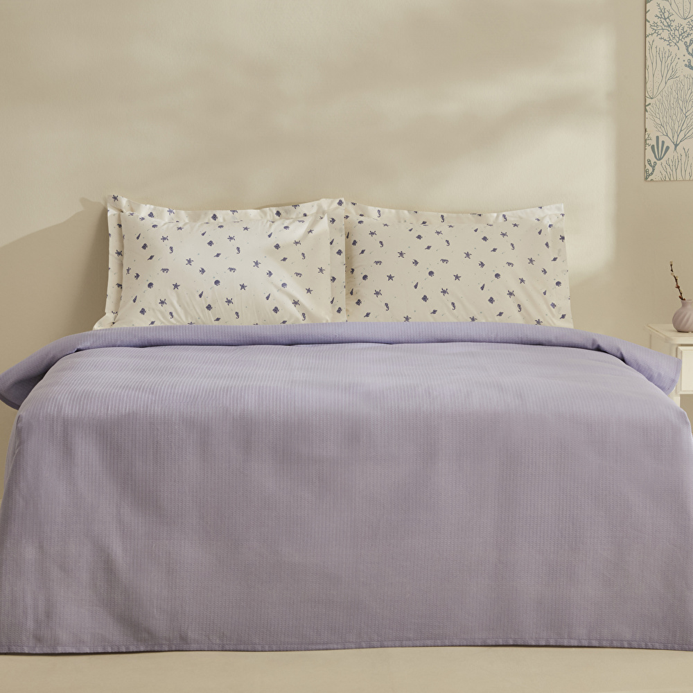 Karaca Home Joy Coastal %100 Pamuk Tek Kişilik Pike Takımı Mor görseli 1