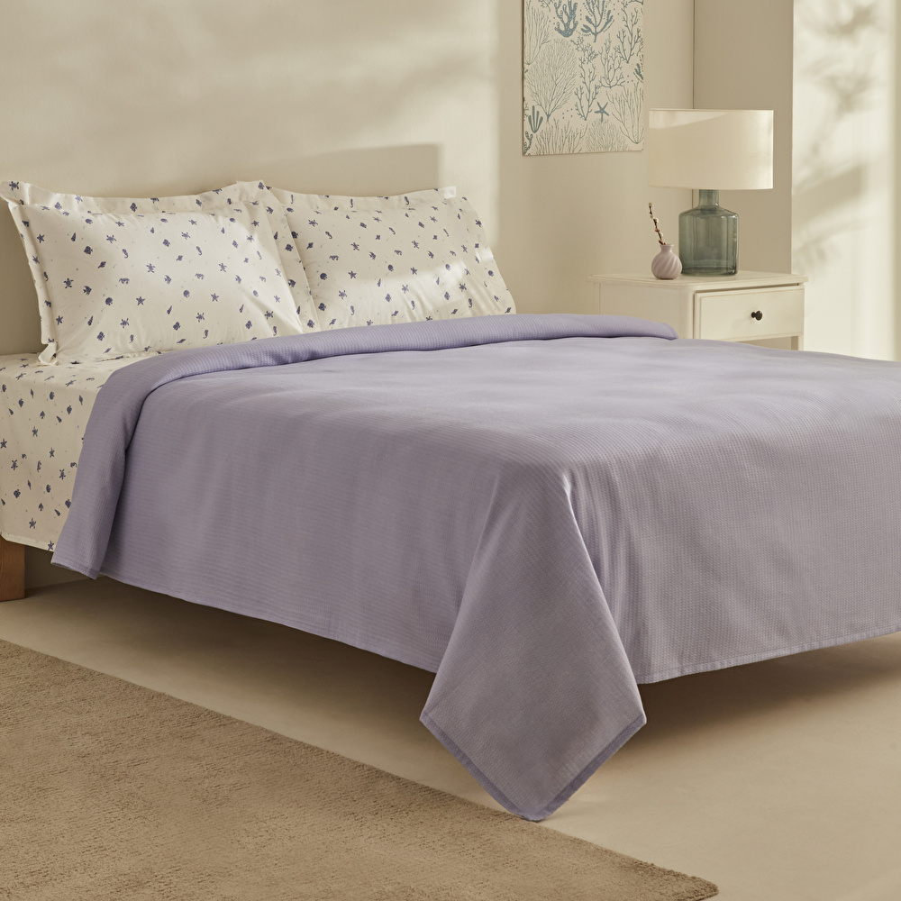 Karaca Home Joy Coastal %100 Pamuk Tek Kişilik Pike Takımı Mor görseli 2