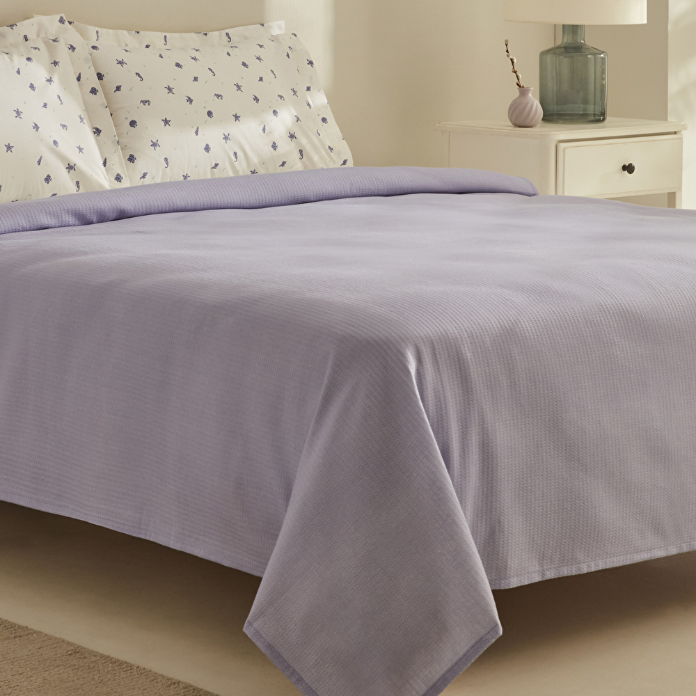 Karaca Home Joy Coastal %100 Pamuk Tek Kişilik Pike Takımı Mor görseli 3