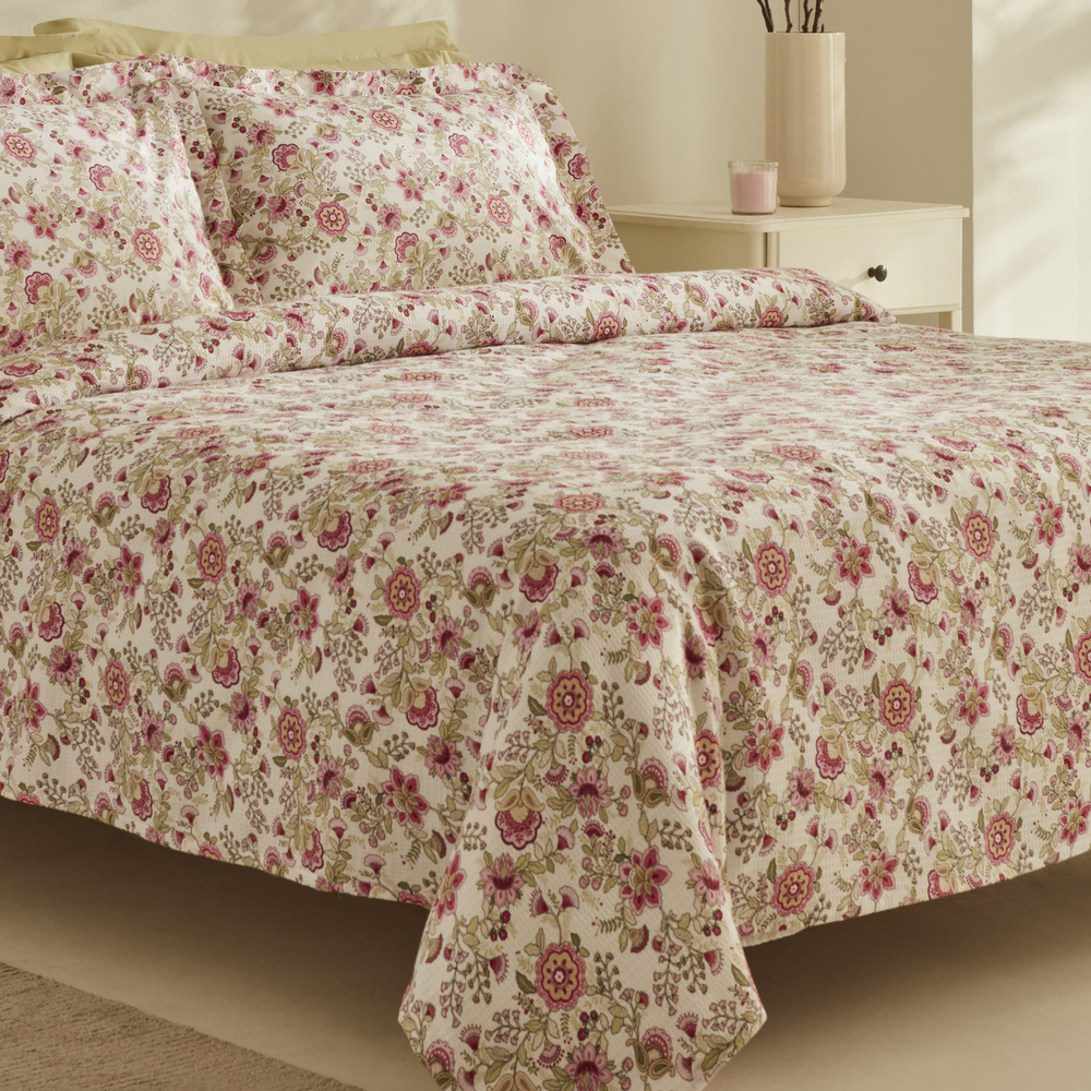 Karaca Home Molly %100 Pamuk Çift Kişilik Pike Takımı Pembe  görseli 2