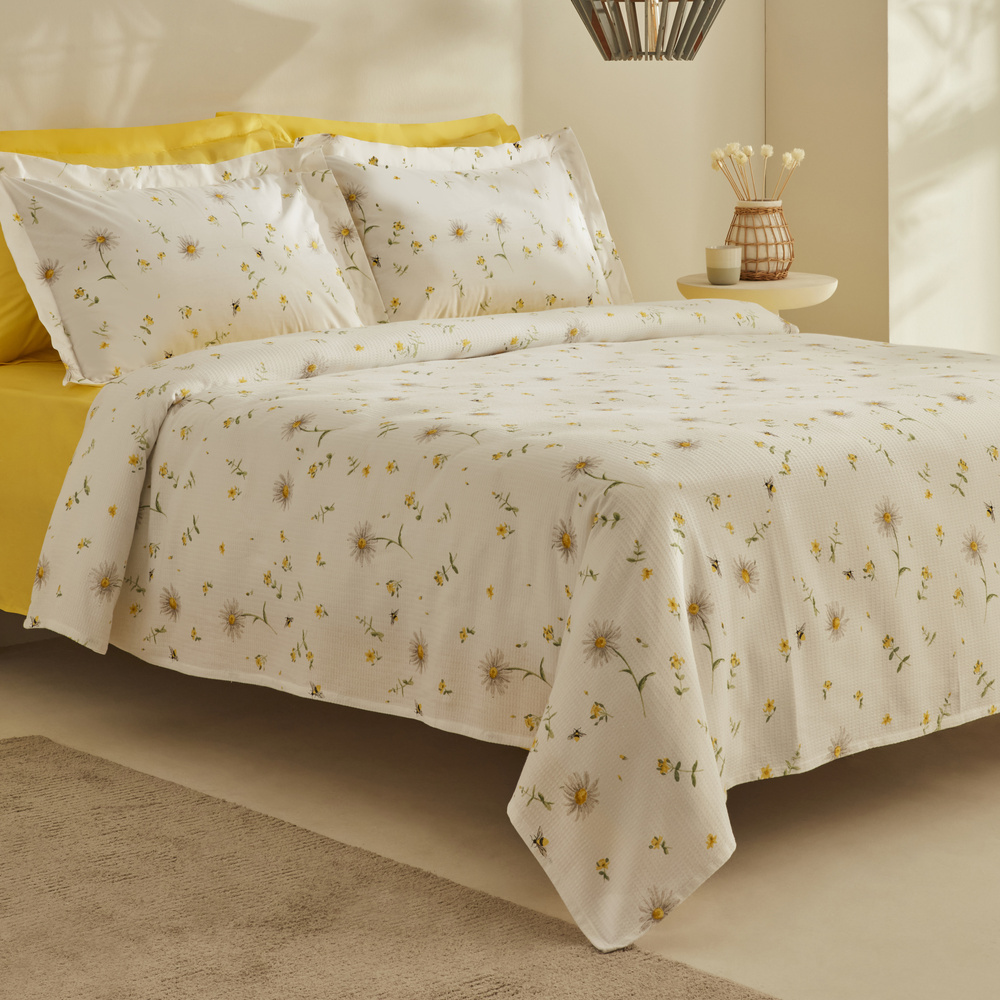 Karaca Home Emma %100 Pamuk Çift Kişilik Pike Takımı Sarı görseli 2