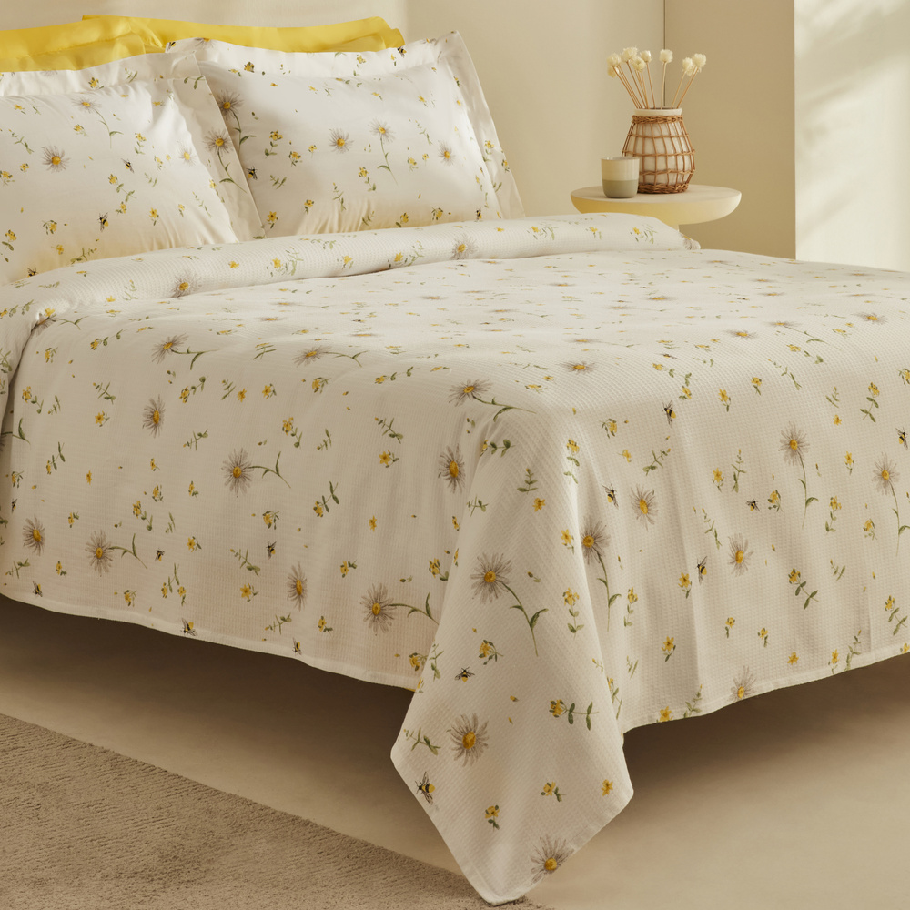 Karaca Home Emma %100 Pamuk Çift Kişilik Pike Takımı Sarı görseli 3