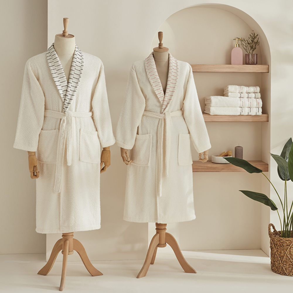 Karaca Home Dena %100 Pamuk Aile Banyo Seti Offwhite görseli 1
