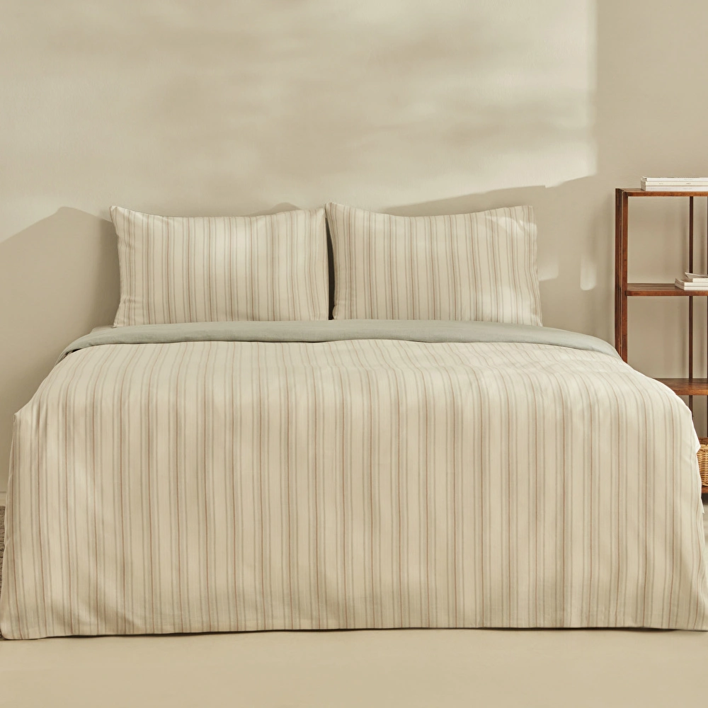 Karaca Home Esmo İpliği Boyalı Çift Kişilik Nevresim Takımı Açık Gri görseli 1