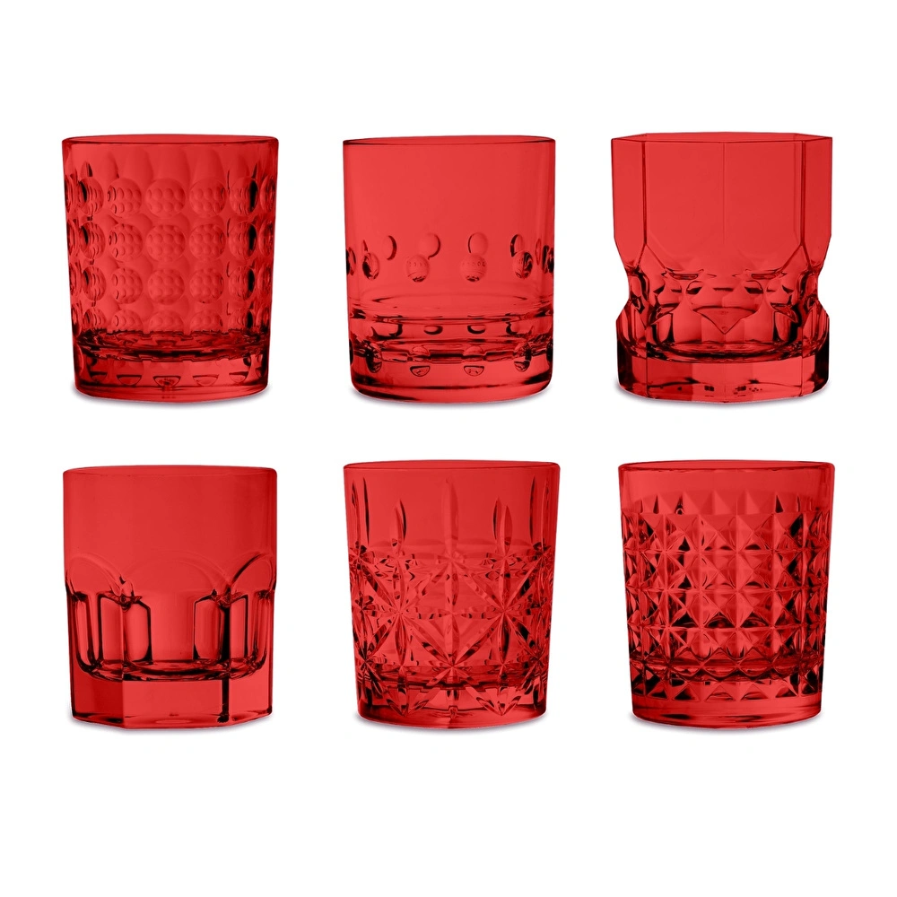 Baci Milano Crystal Touch 6'lı Bardak Seti 300 ml Kırmızı görseli 1