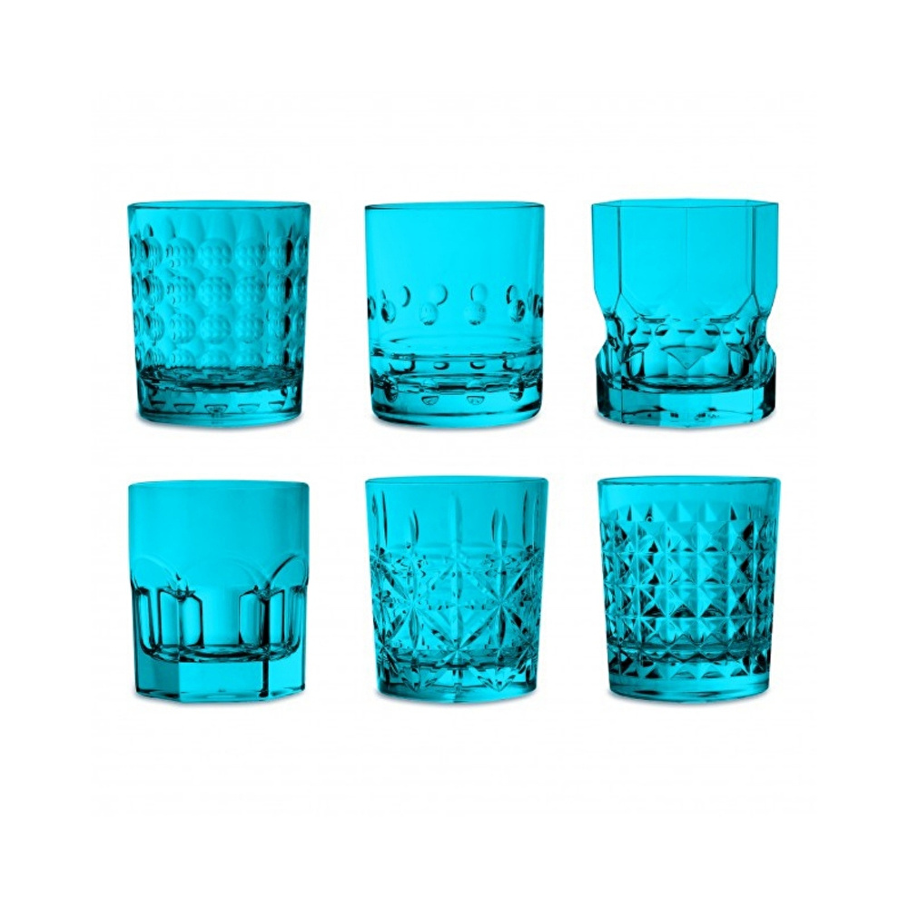 Baci Milano Crystal Touch 6'lı Bardak Seti 300 ml Mavi görseli 1