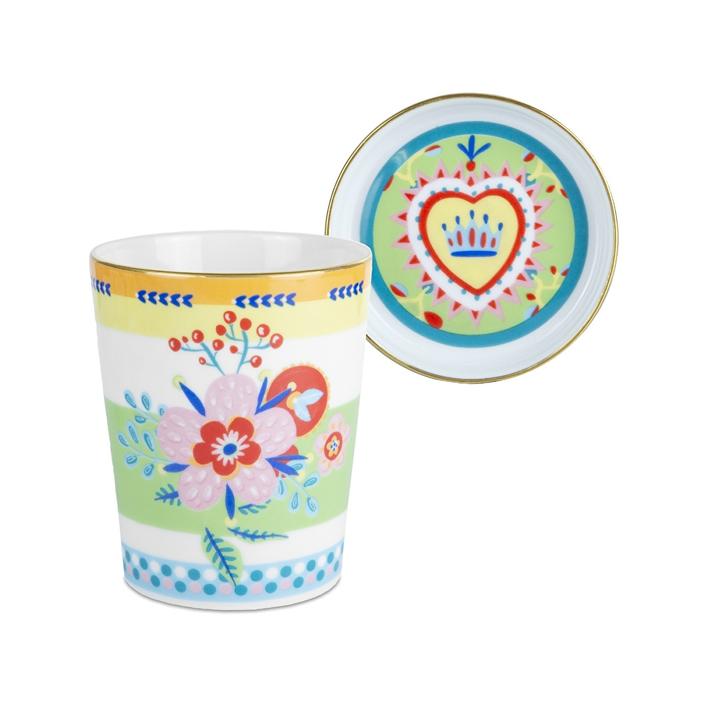 Baci Milano Mamma Mia Çiçek Desenli Tabaklı Fincan 9 cm x 12 cm görseli 1