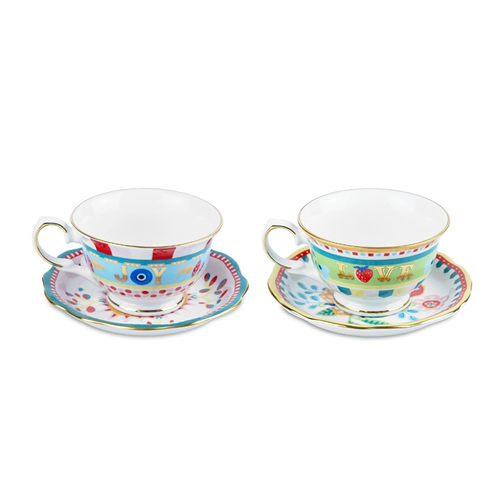 Baci Milano Mamma Mia 2'li Çay Fincanı Seti 10 cm x 6 cm x 14 cm görseli 1