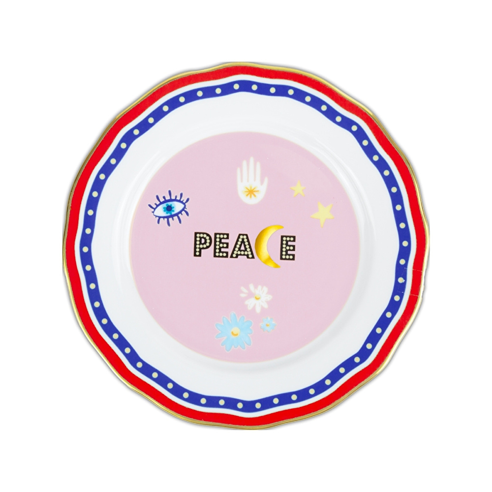 Baci Milano Mamma Mia Peace Yazılı Pasta Tabağı 22 cm görseli 1