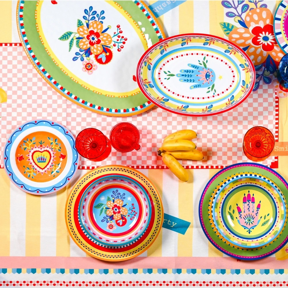 Baci Milano Mamma Mia Çiçek Desenli Oval Servis Tabağı 50 cm x 35 cm görseli 1