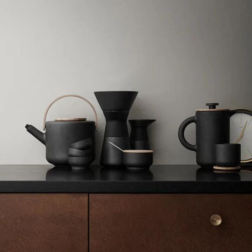 Stelton Theo Mug ve Bardak Altlığı Siyah 200 ml görseli 4