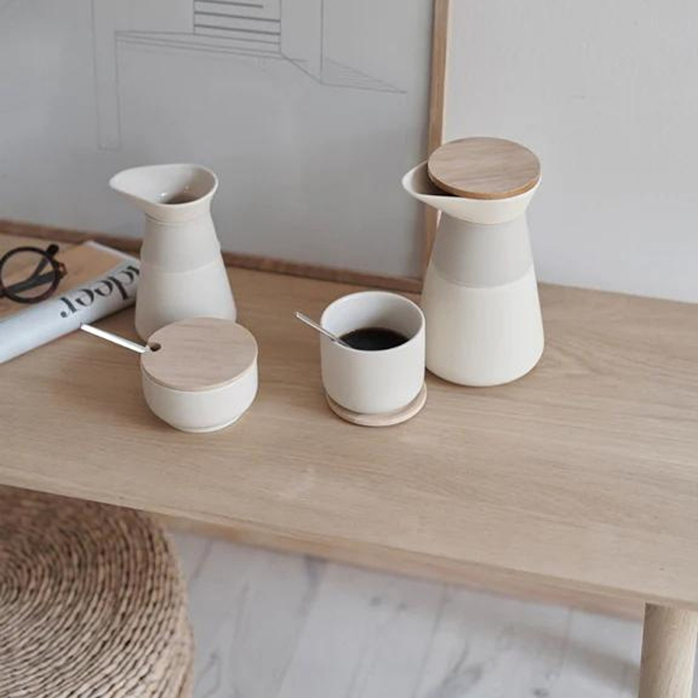 Stelton Theo Mug ve Bardak Altlığı Bej 200 ml görseli 5