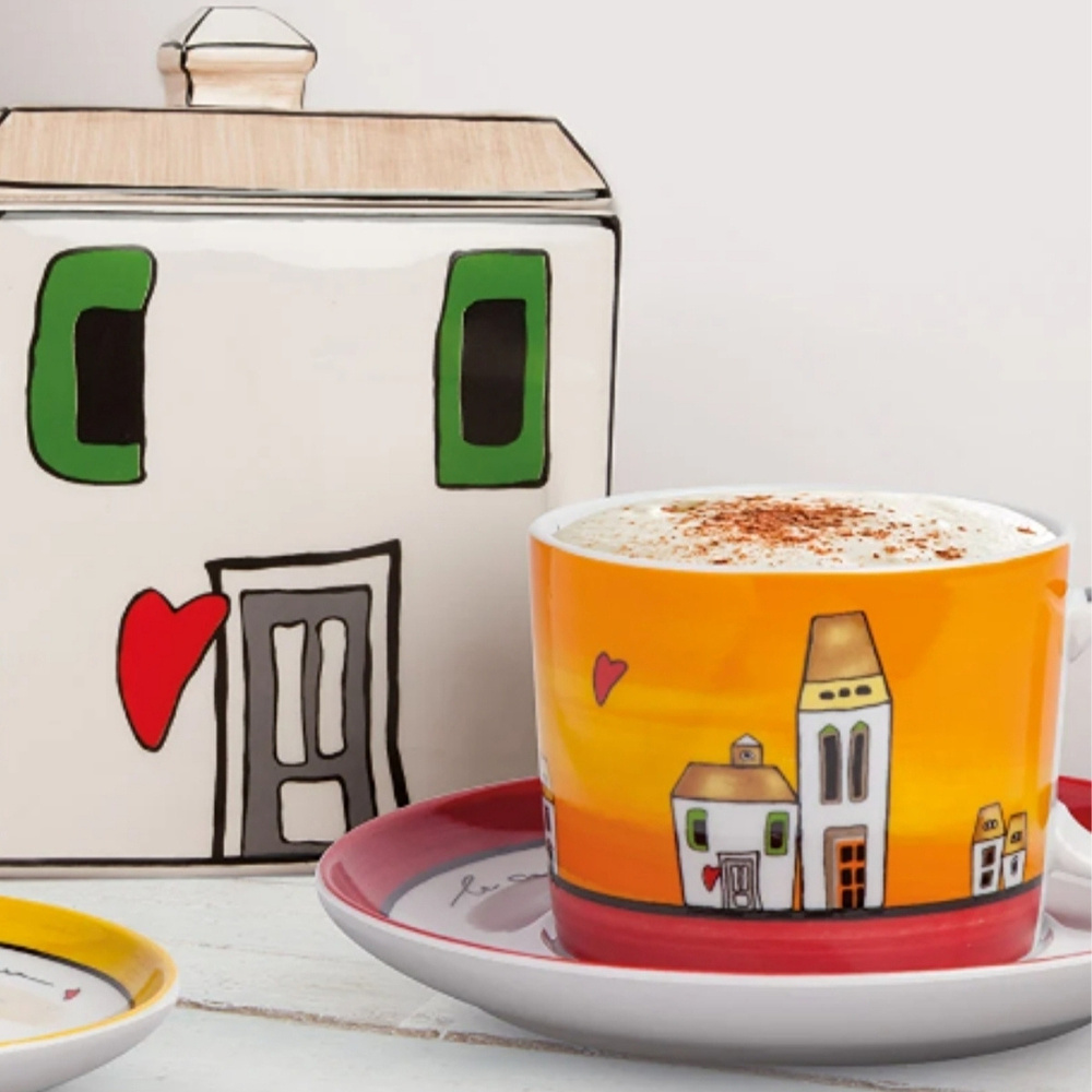Egan Italy Le Casette 2'li Çay Fincanı Seti 340 ml Kırmızı görseli 2