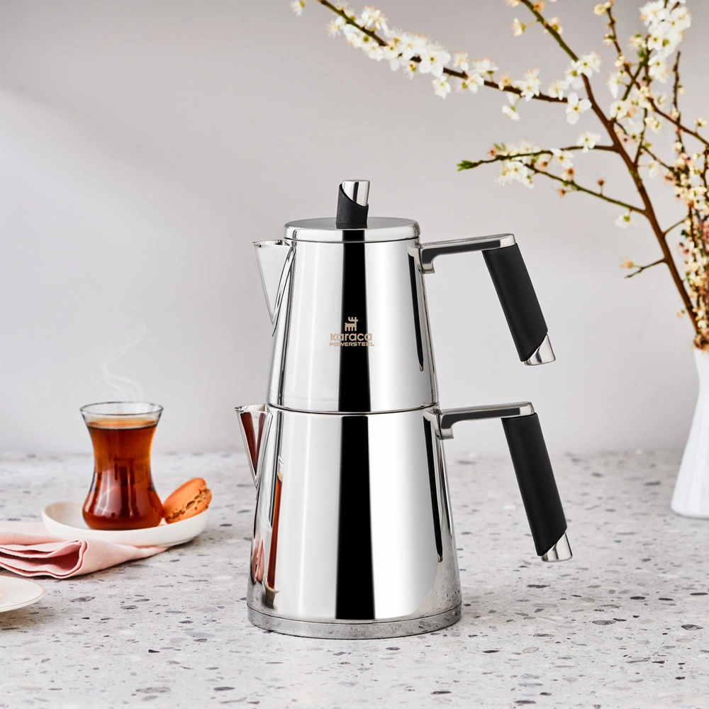 Karaca Powersteel 316+ Çelik İndüksiyon Tabanlı Blend Çaydanlık Takımı Medium görseli 1