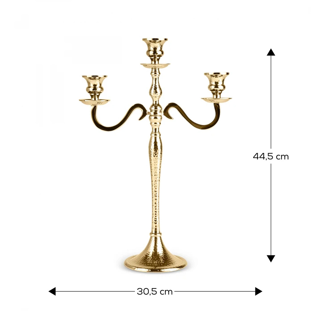 Karaca Home Rena 3'lü Şamdan Gold 44, 5x30, 5 Cm görseli 2