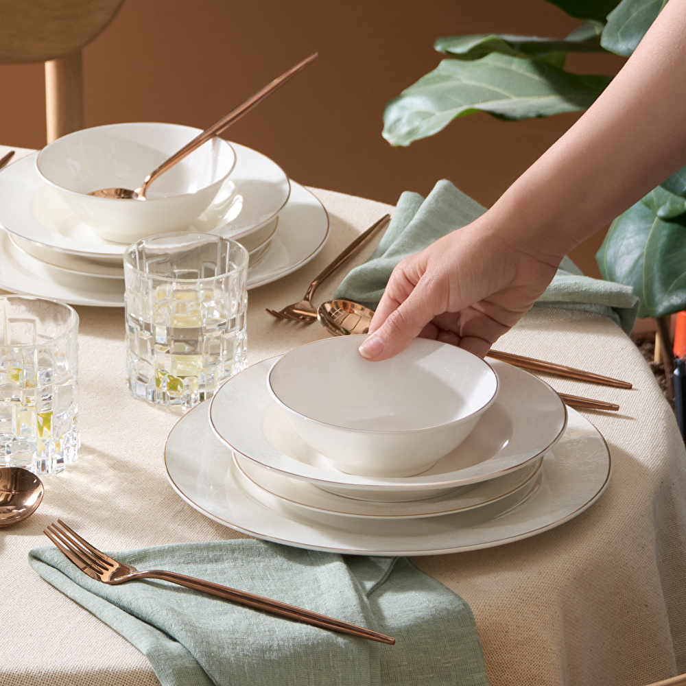 Karaca Elegance Bone Edera 24 Parça 6 Kişilik Yemek Takımı görseli 4