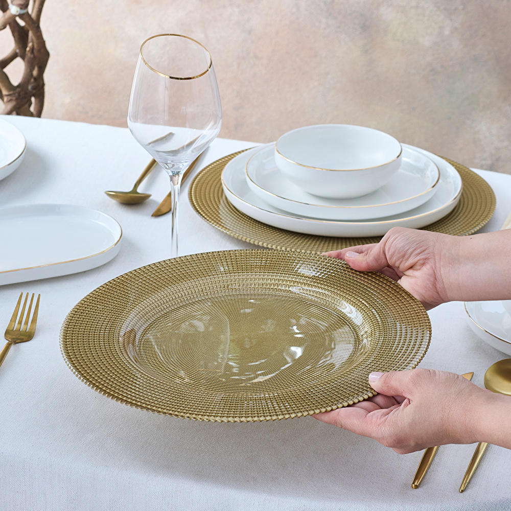 Karaca Home Marisa Yuvarlak Supla Simli Altın 33 Cm görseli 3