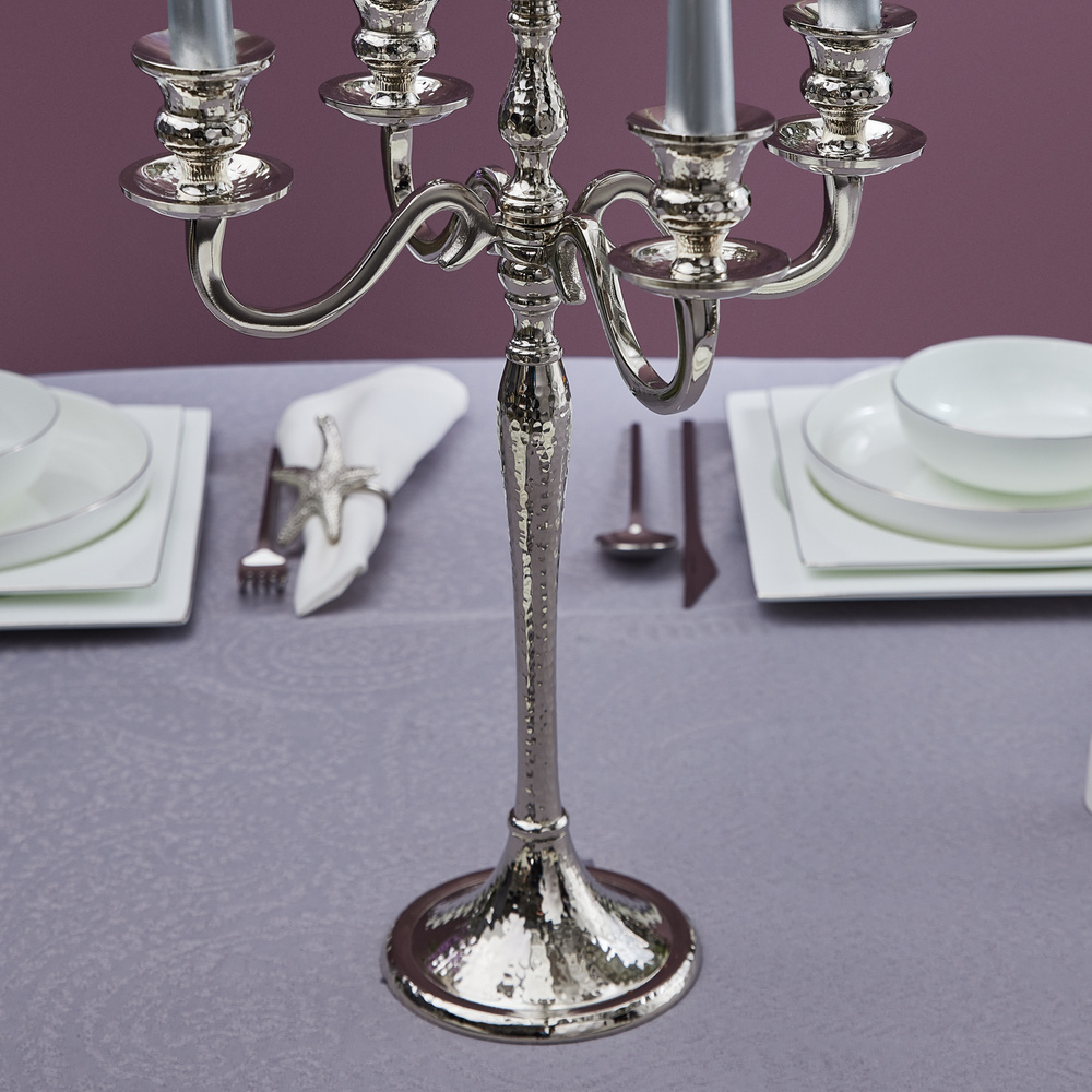 Karaca Home Rena 5'li Şamdan Silver 45x30 cm görseli 3