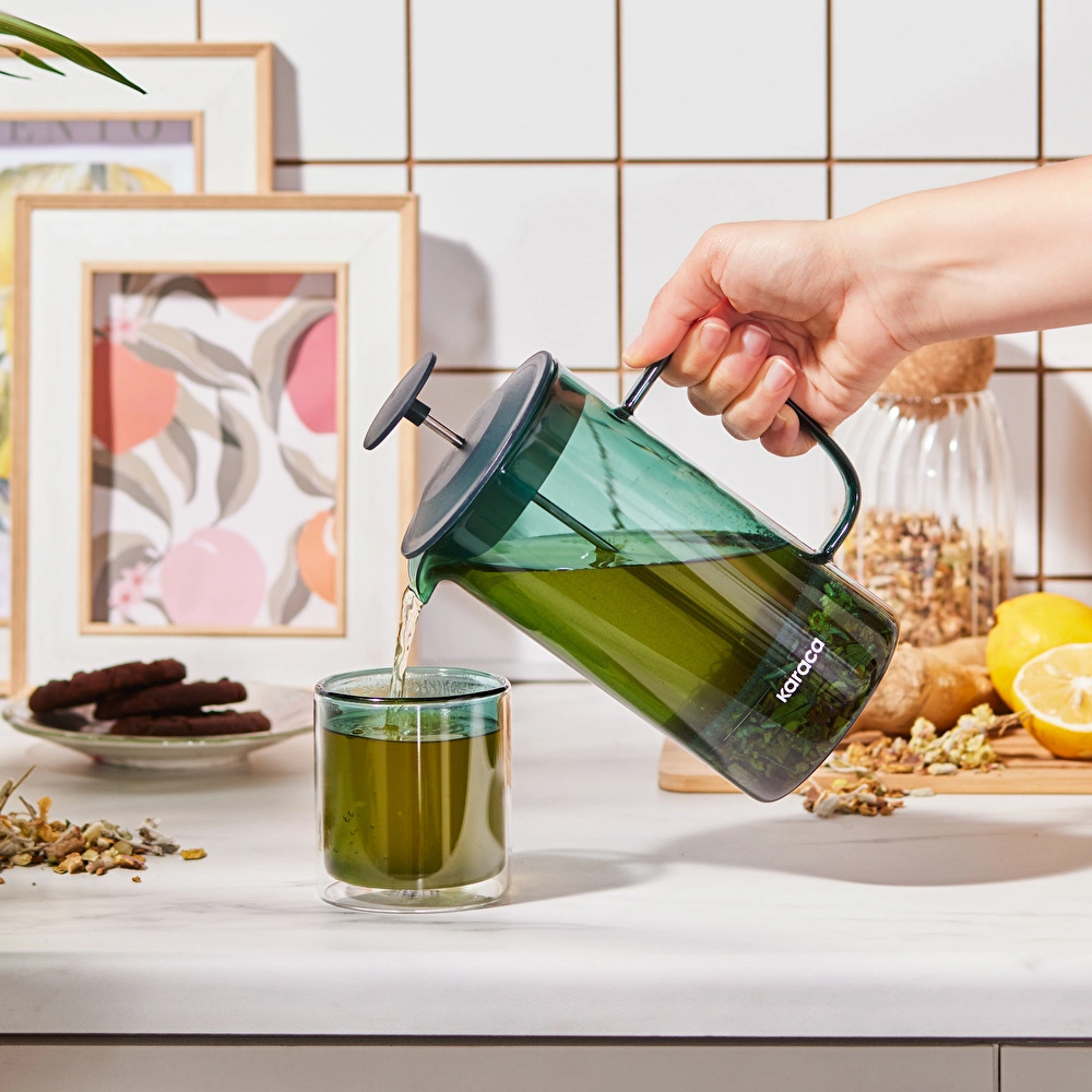 Karaca Valentina Borosilikat Cam French Press 1000 ml Green görseli 2